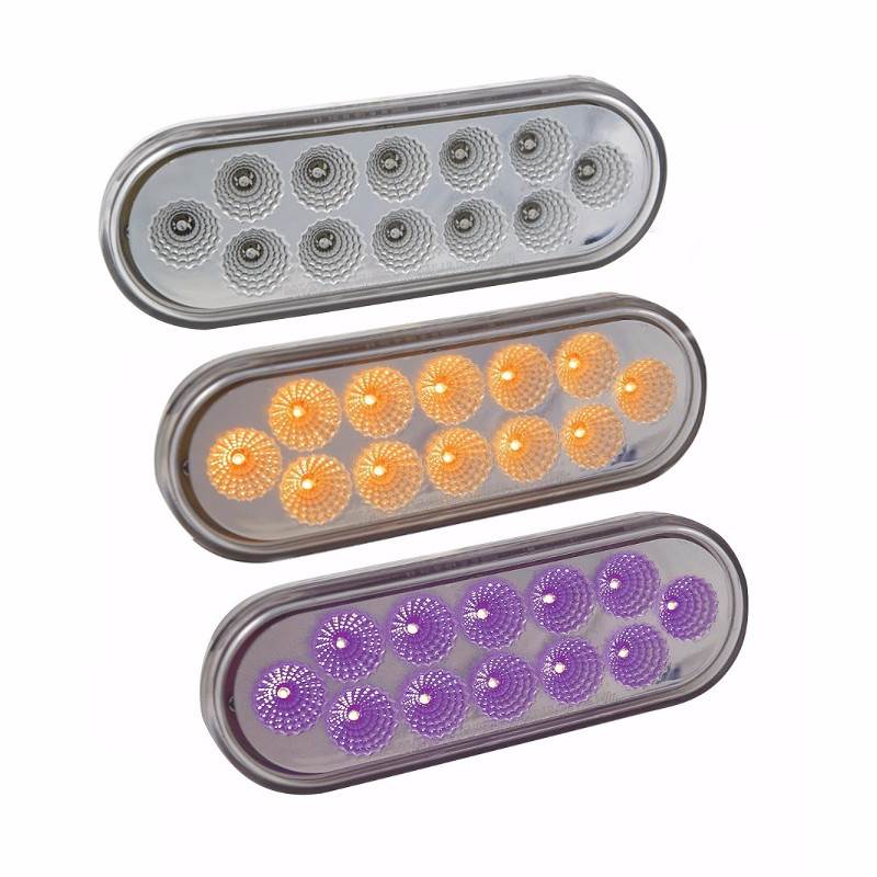 Dual Revolution Oval Marker Turn Signal Light Amber & Purple LED