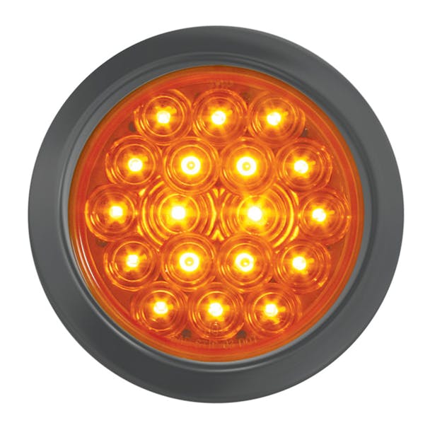 Fleet Series 18 Amber LED 4" Round STT PTC Light w/ Black Rubber Grommet