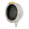 Stainless Steel Bullet Embossed Stripe Peterbilt Style Headlight Housing With 4 Amber LED Turn Signal Amber Lens