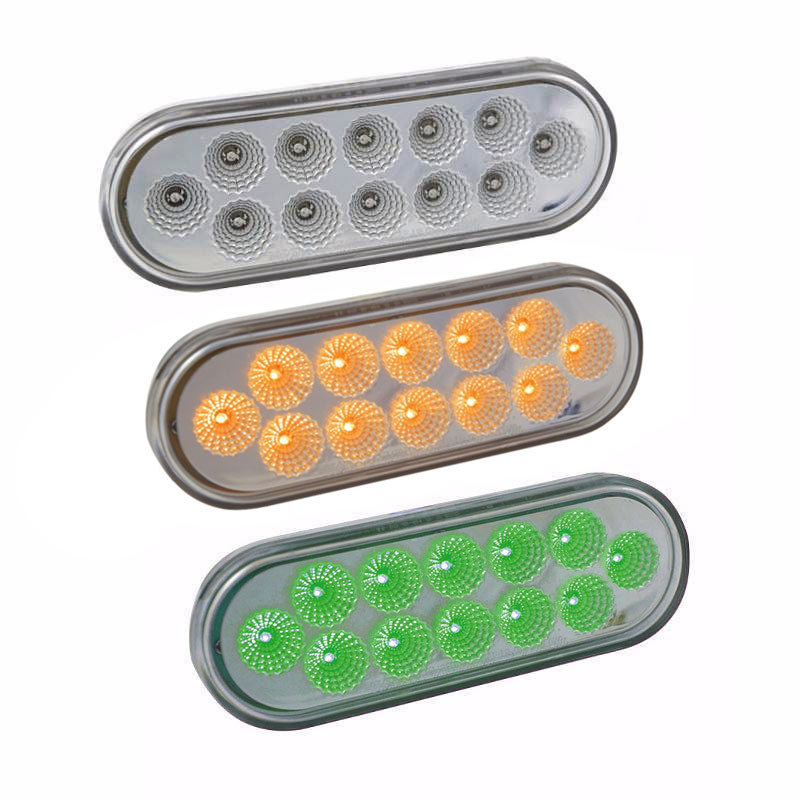 Dual Revolution Oval Clearance Marker Amber & Green LED Light