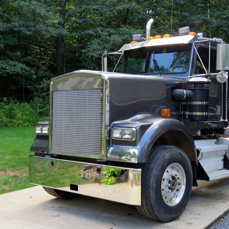 TX Kenworth W900B Chrome Texas Square Bumper By Valley Chrome
