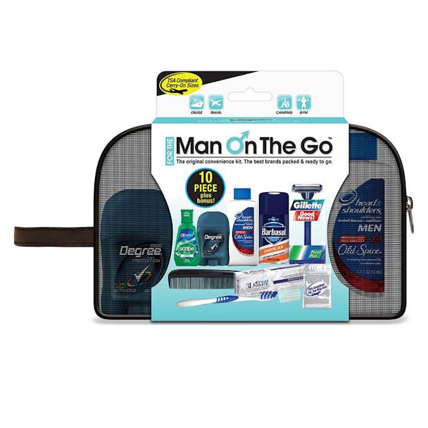 Man On The Go 10 Piece Black Mesh Travel Bag