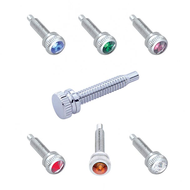 International Chrome Short Dash Screws With Colored Diamond - Styles