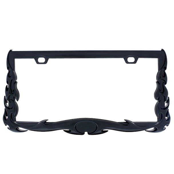 Black Universal Flame License Plate Frame