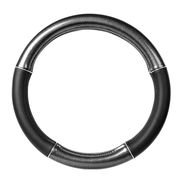 18" Black Carbon Fiber Steering Wheel Cover With Chrome Trim By Grand General