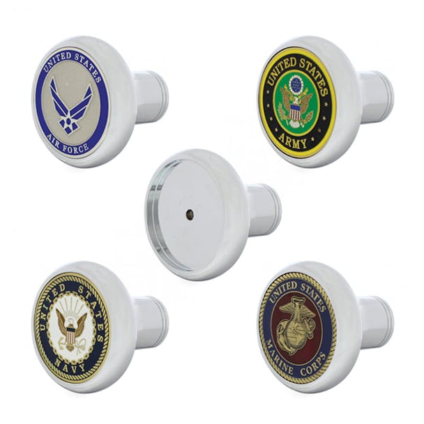 Chrome Deluxe Military Emblem Air Valve Knob Styles