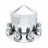 Chrome Rear Axle Wheel Cover With Removable Pointed Hubcap & Lug Nut Covers 
