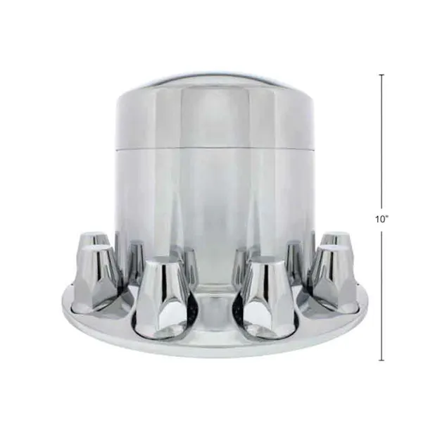 Chrome Rear Axle Wheel Cover Extra Tall With Removable Hubcap & Lug Nut ...
