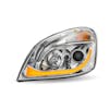 Chrome Projector Headlight With LED Dual Function Turn Signal Right Amber
