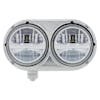 5 3/4" Peterbilt 359 Silver Style Stainless Dual Round LED Headlight LH