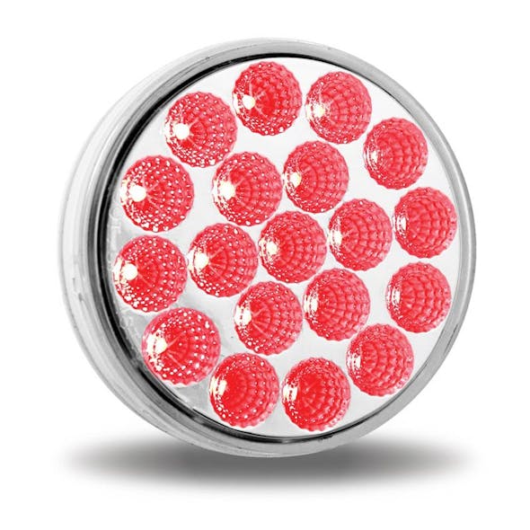 4" Round Dual Function LEDs With Lock Connector Red On