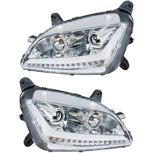 Peterbilt 579 587 Chrome Aftermarket Projector Headlights