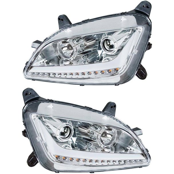 Peterbilt 579 587 Chrome Aftermarket Projector Headlights