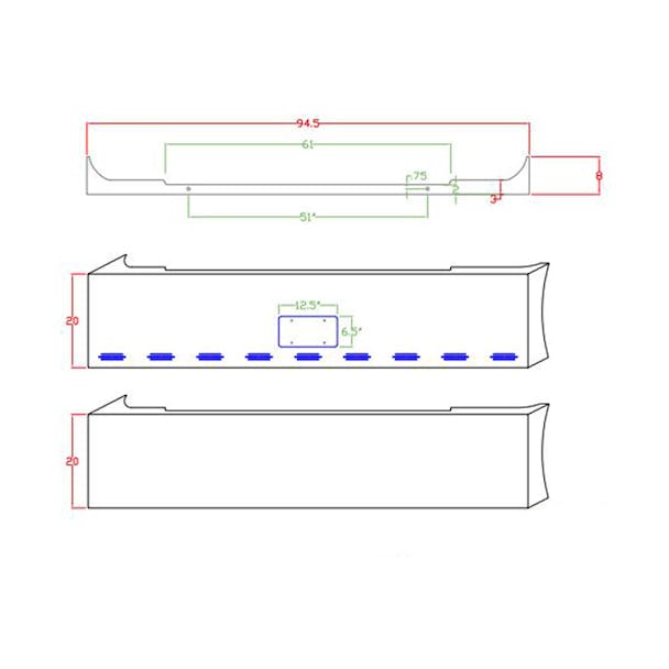 Peterbilt 365 388 389 20" American Eagle Square End Chrome Bumper By Valley Chrome