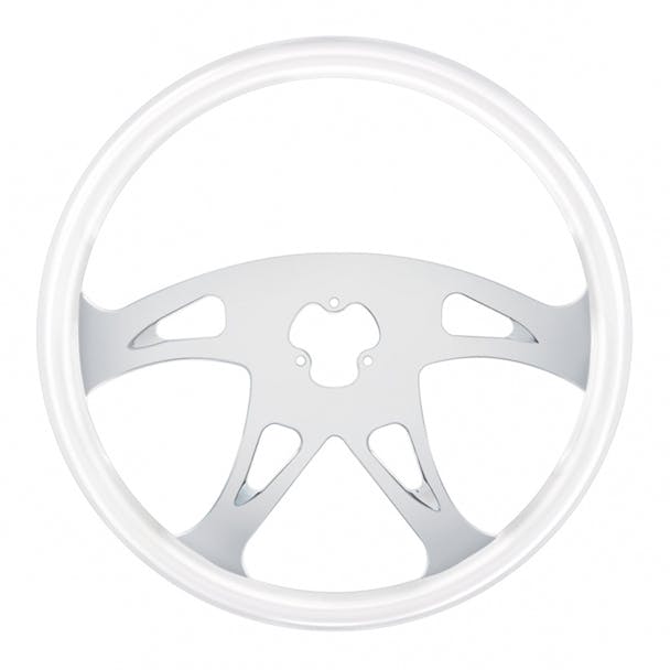Chrome Glacier White 18" Steering Wheel Boss