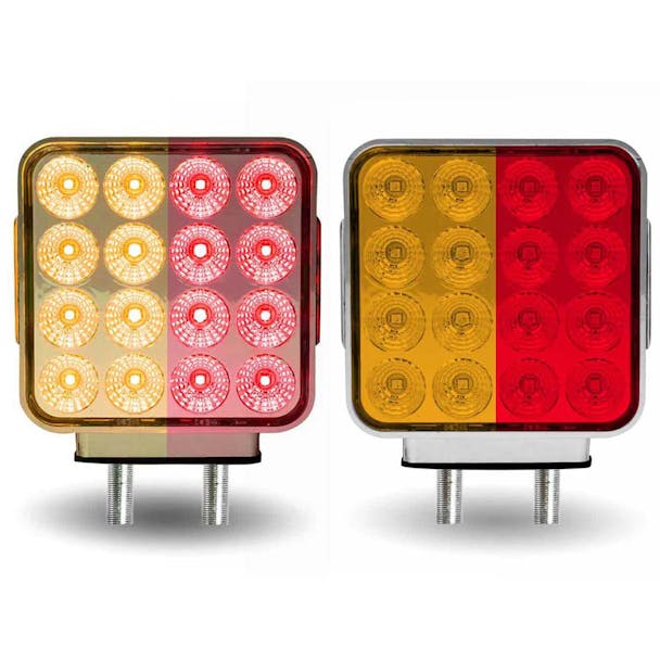 Amber Red 38 LED Square Double Face Fender Light With Reflector - Thumbnail
