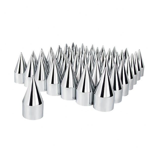 60 Pack Chrome Spike Nut Cover Thread-On