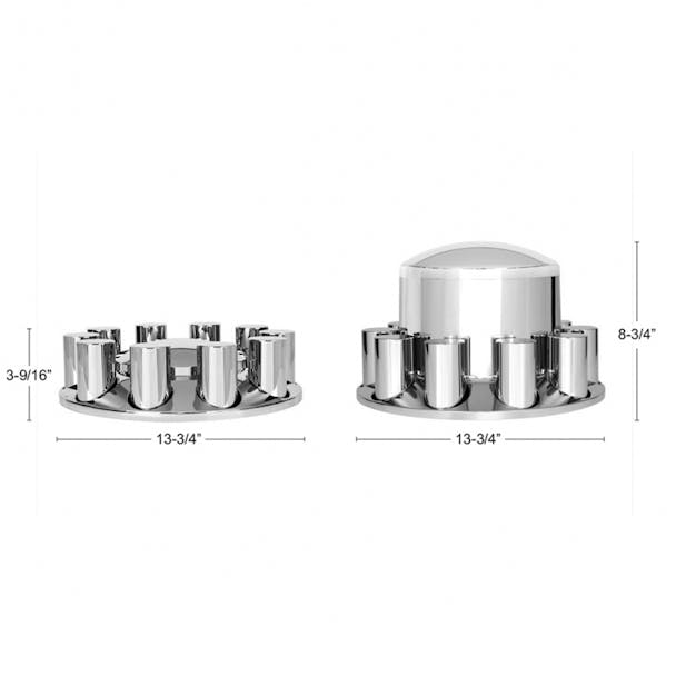 Complete Chrome Dome Axle Cover Kit With 33mm Thread-On Cylinder Nut Cover