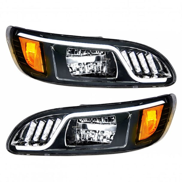Peterbilt 386 387 LED Blackout Headlight White On