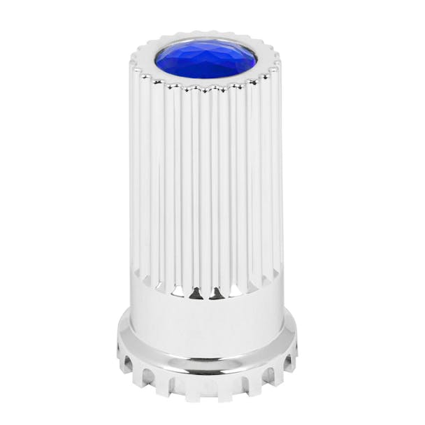 Screw On 33mm Lug Nut Cover With Color Jewel Top Blue