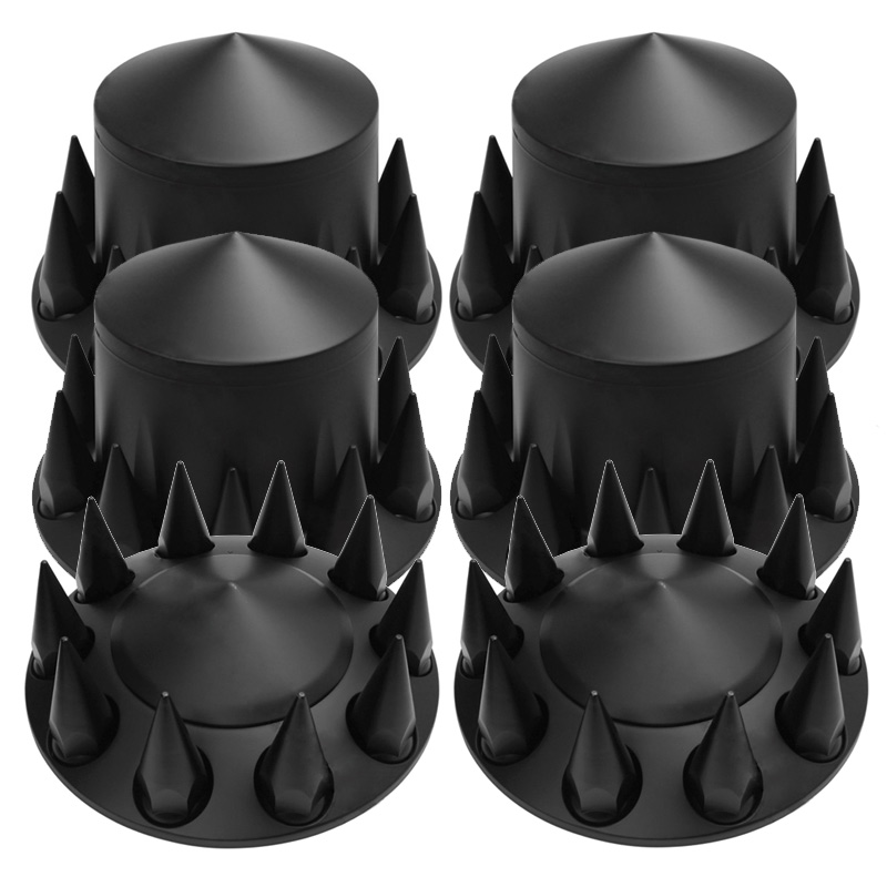 Complete Satin Black Spiked Axle Cover Kit with 33MM Thread On Lug