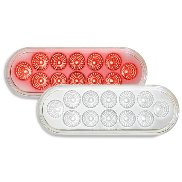 6" Oval 12 LED Red White Dual Color STT And Back Up Light - Default