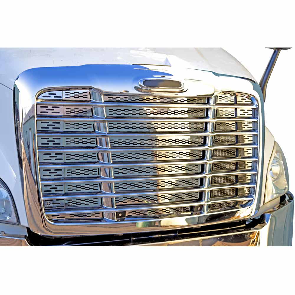 thumbnail image 2 of Chrome Hood Grille Intake Vents – For Freightliner Cascadia 2018-Up (Left & Right Pair) 2 of 6
