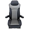 Economy High Back Diamond Pattern Leather Truck Seat With Lumbar Support - Black/Grey