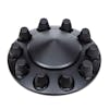 Matte Black Pointed Front Axle Cover With Removable Hubcap & 33mm Thread-On Lug Nut Covers - Top View