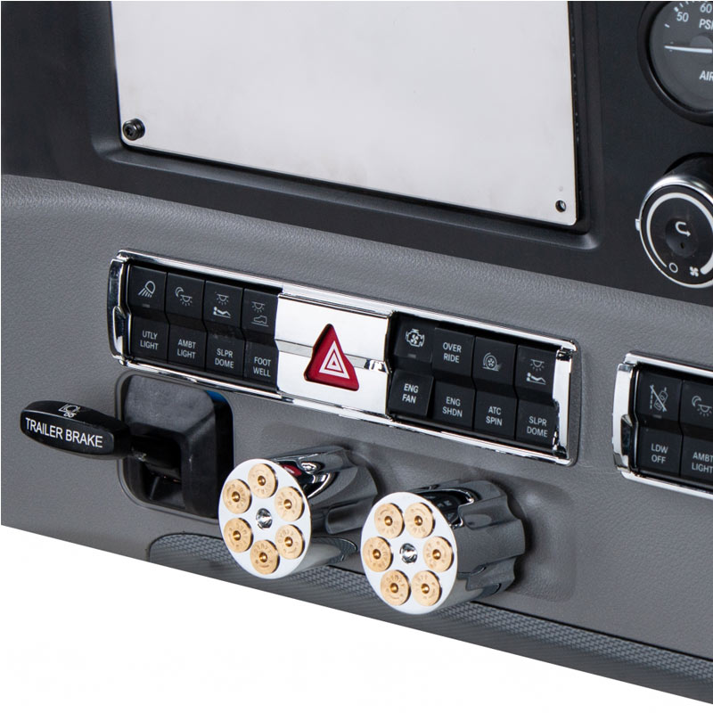 thumbnail image 2 of Chrome Door Switch Panel For Freightliner Trucks - Driver Side 3-Opening Replacement 2 of 6