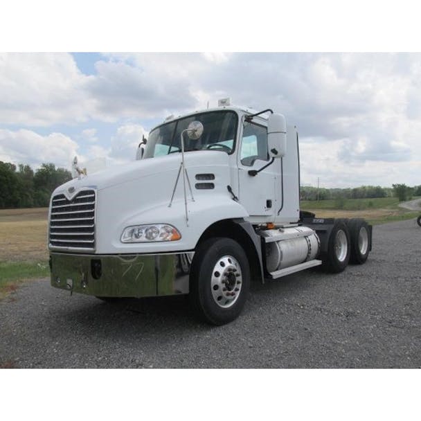 Mack Vision CX613 CXP13 Chrome Bumper With Tow Fog And Step Holes Driver View
