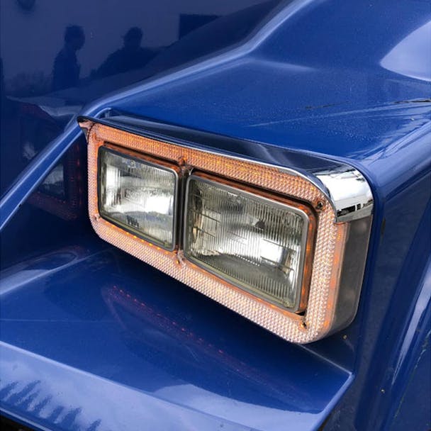 Rectangular Dual Headlight Sealed Transparent LED Bezel with Visor - Side View On