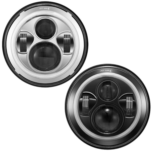 7" Round LED Halo Ring High & Low Beam Projector Headlight