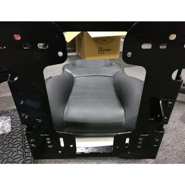 Economy High Back Diamond Pattern Leather Truck Seat With Lumbar Support - L Bracket