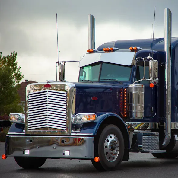 Peterbilt 300 Series Mirror Shine 14" Stainless Steel Ultra Cab Drop Visor