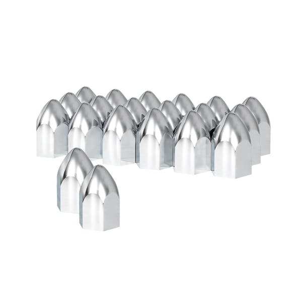 20 Pack of Chrome 1 1/2" Push On Bullet Nut Cover - Default