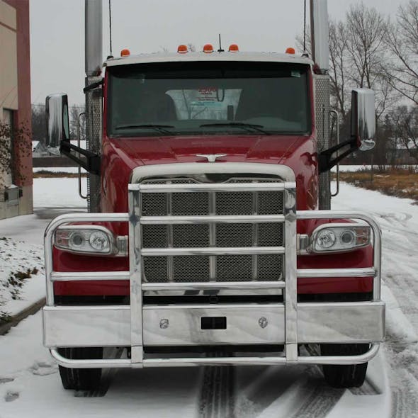 Peterbilt 567 2016+ Set Forward Axle Ali Arc Straight Bumper Grill Guard-12in 2-Post Guard
