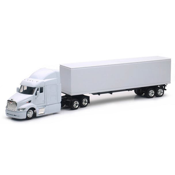 Peterbilt 387 White Long Hauler With Dry Van Trailer Replica