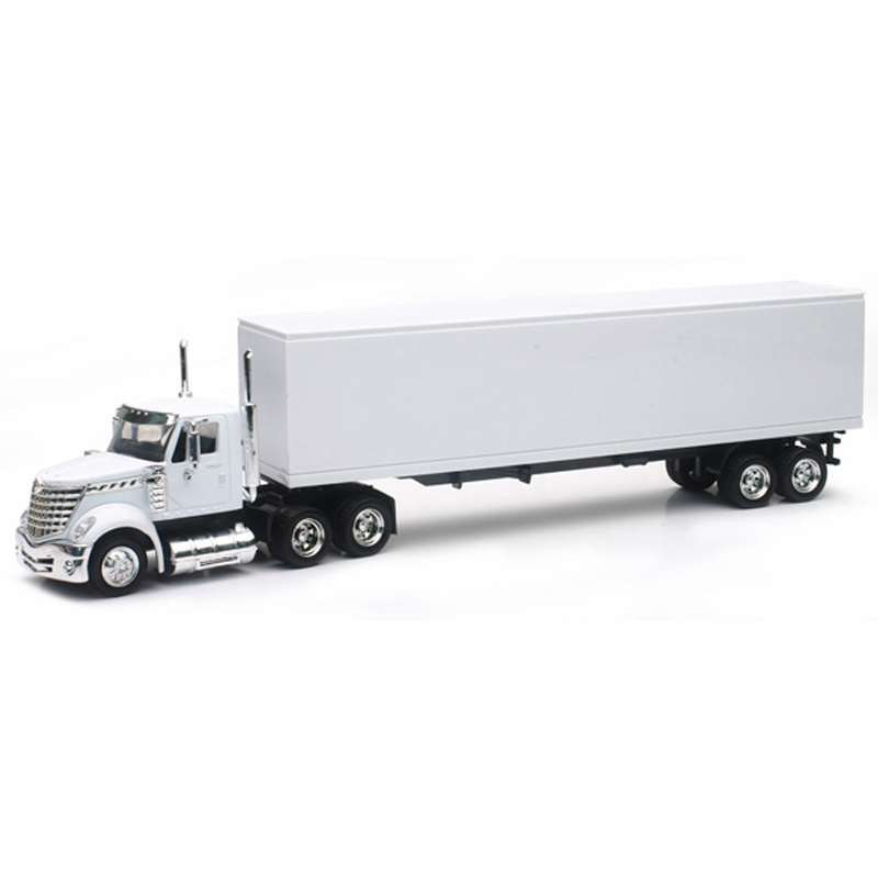 TOUGH 43 シルバー トラック 1/43 International Lonestar White Long Hauler With Dry Van Trailer