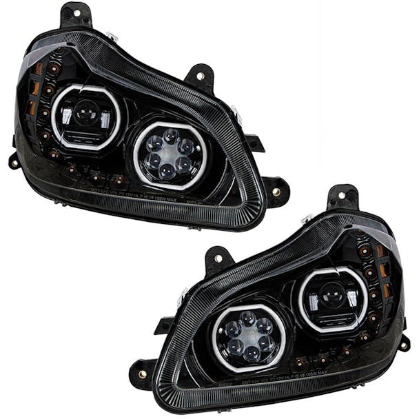 Kenworth T680 Blackout Headlight With Halo LED And Sequential Light Bar (Complete Set)