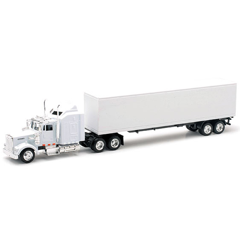 KENWORTH  W900  ミニカー　Long Hauler New Ray Kenworth W900 Blue Metallic Toy Semi Truck with Red