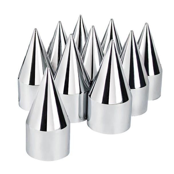 10 Pack of Chrome 1 1/2" Push On Spike Nut Covers