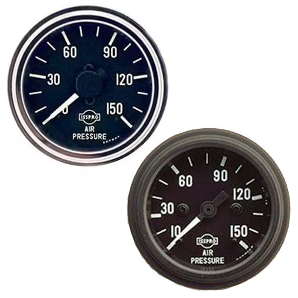 Semi Truck 2 1/16" Mechanical Air Pressure Gauge By ISSPRO - black, chrome