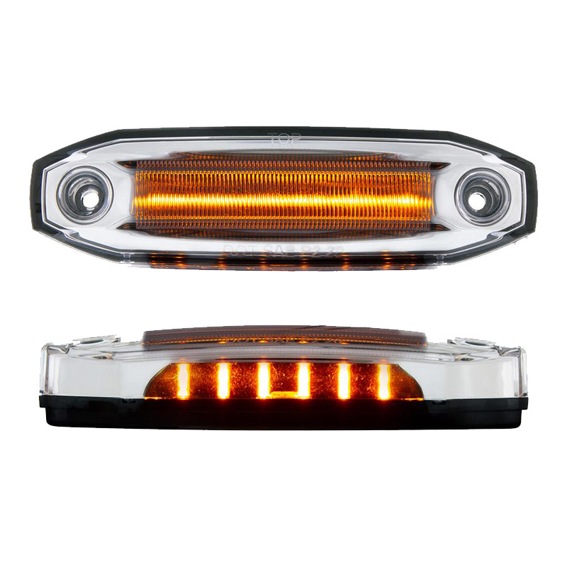 12 LED Rectangular Amber Clearance Marker Light With Side Ditch