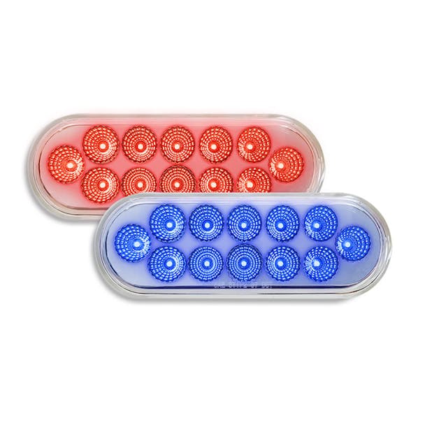 6" Oval 12 LED Dual Color Red STT And Blue Marker Light - Default