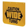24" X 24" Yellow Caution Wide Turns Mud Flap (Closeup)