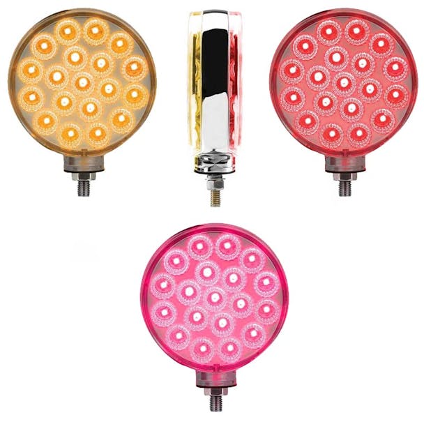 38 LED Round Double Face Dual Revolution Breast Cancer Awareness Pink Fender Light - Default