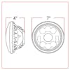 7" Round Projector LED Headlight With Auxiliary Halo Ring Dimensions