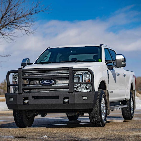 Ford F150 Herd Aero LT PLUS Bumper Grille Guard (Black Polyurea Coated; Installed on Truck)