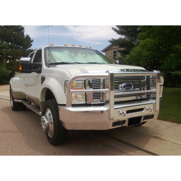 Ford F450 F550 Super Duty Herd Aero LT PLUS Bumper Grille Guard (Mirror-Polished Aluminum; Installed on Truck)